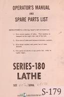 Springfield-Springfield Machine Tool, Series 180 Lathe Operation and Spare Parts List Manual-Series 180-01